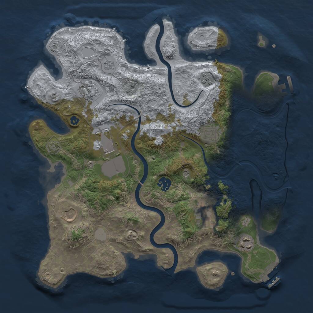 Rust Map: Procedural Map, Size: 3500, Seed: 972094878, 14 Monuments