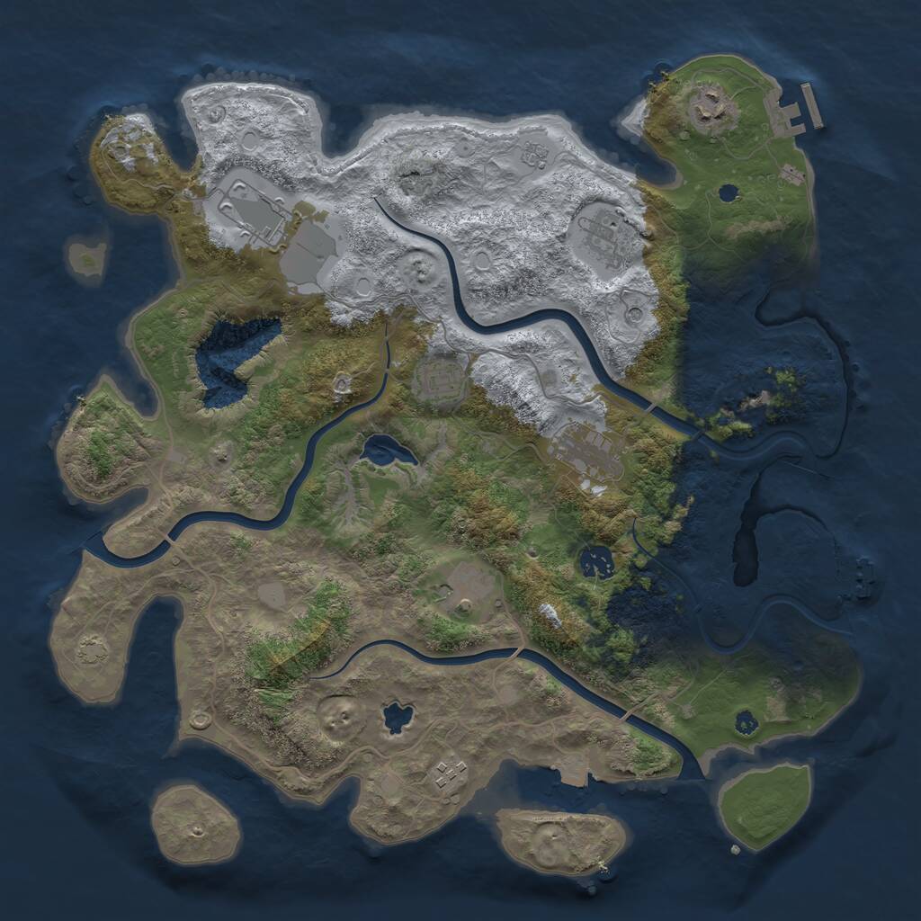 Rust Map: Procedural Map, Size: 4000, Seed: 674156, 14 Monuments