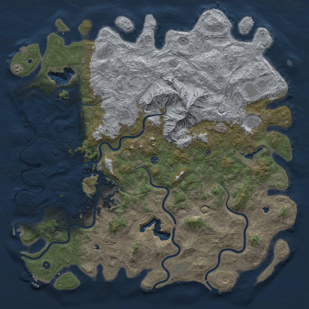 Rust Map: Procedural Map, Size: 6000, Seed: 383396817, 17 Monuments