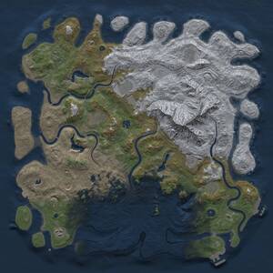 Thumbnail Rust Map: Procedural Map, Size: 5000, Seed: 1528069100, 17 Monuments