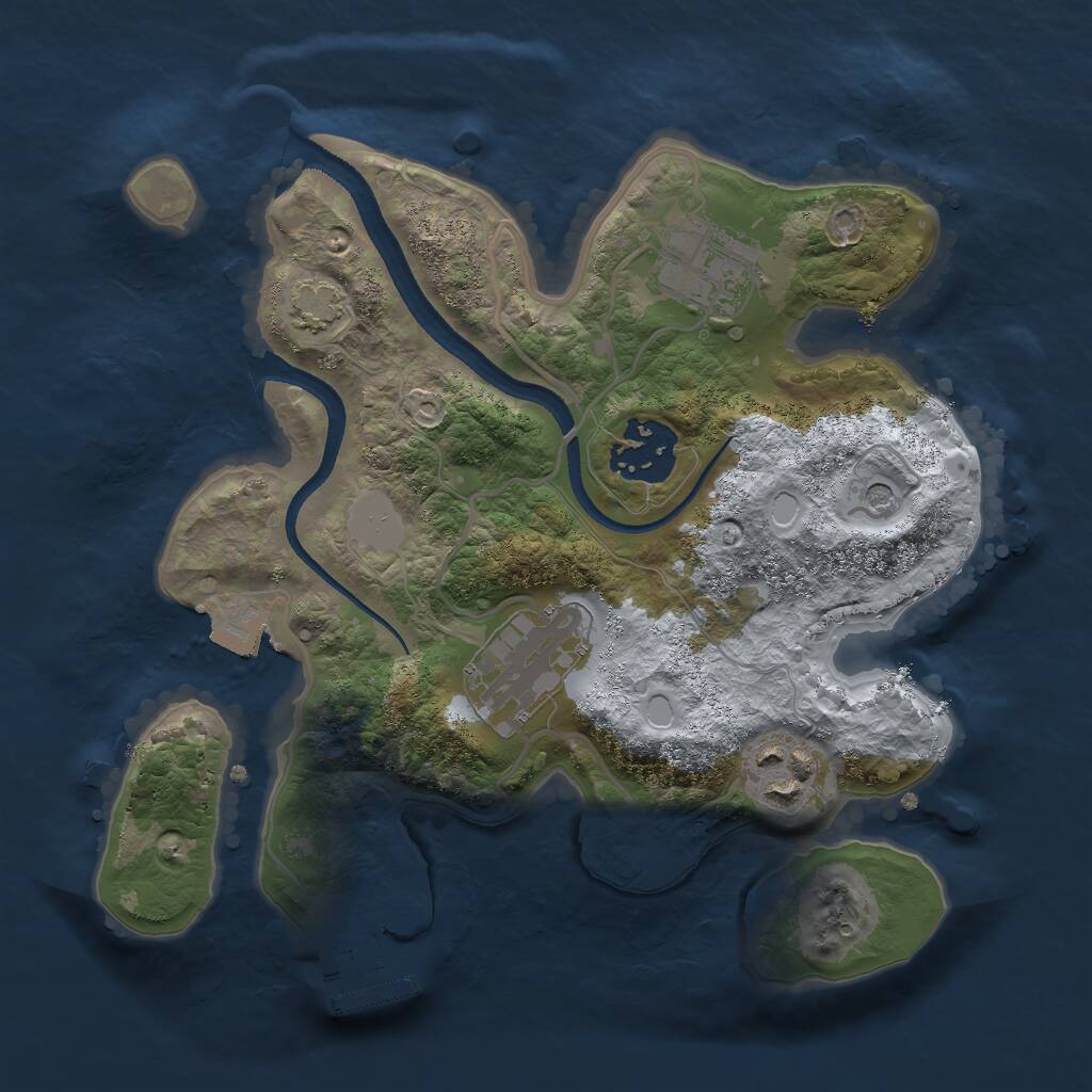 Rust Map: Procedural Map, Size: 2500, Seed: 2002214622, 8 Monuments