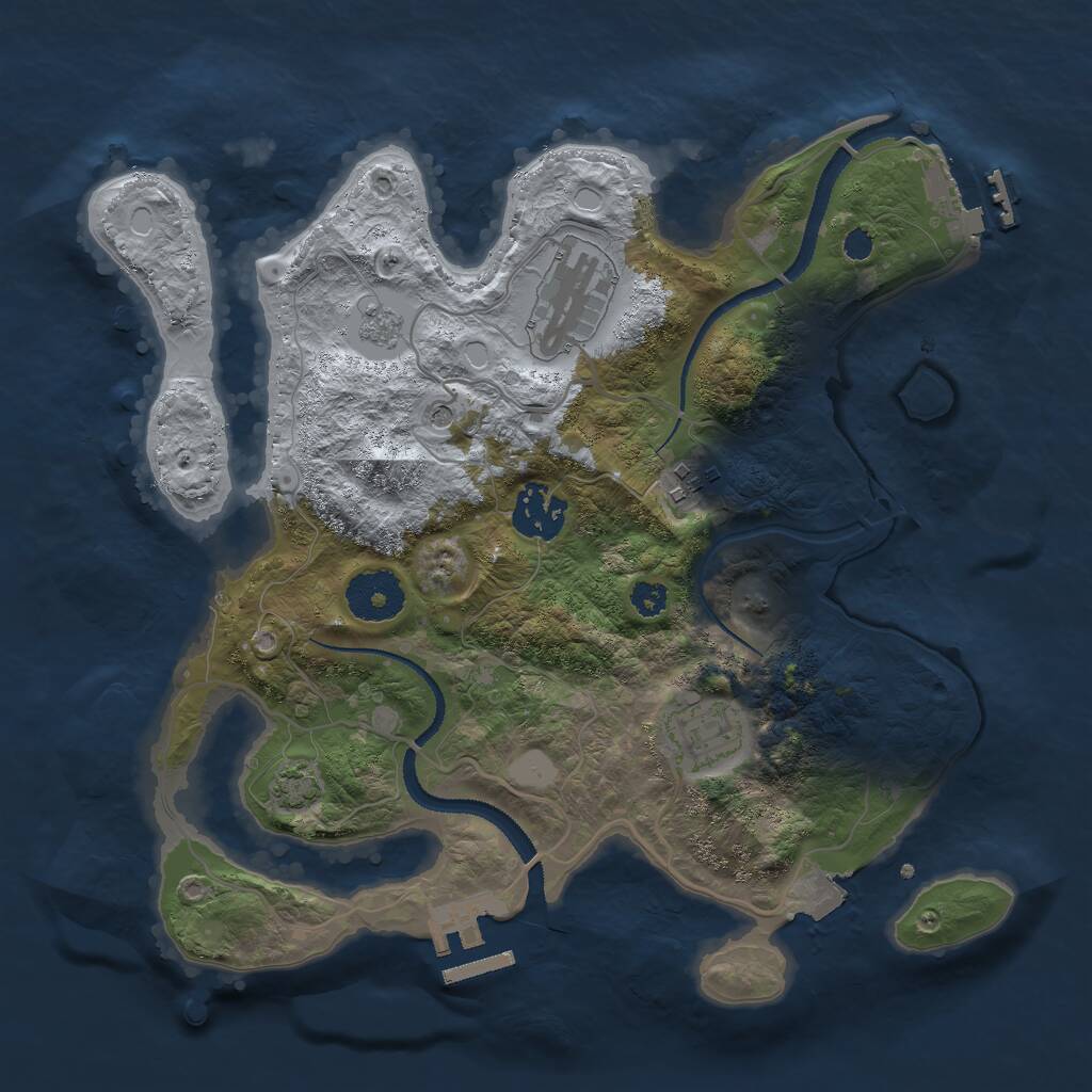 Rust Map: Procedural Map, Size: 3000, Seed: 1637914300, 10 Monuments