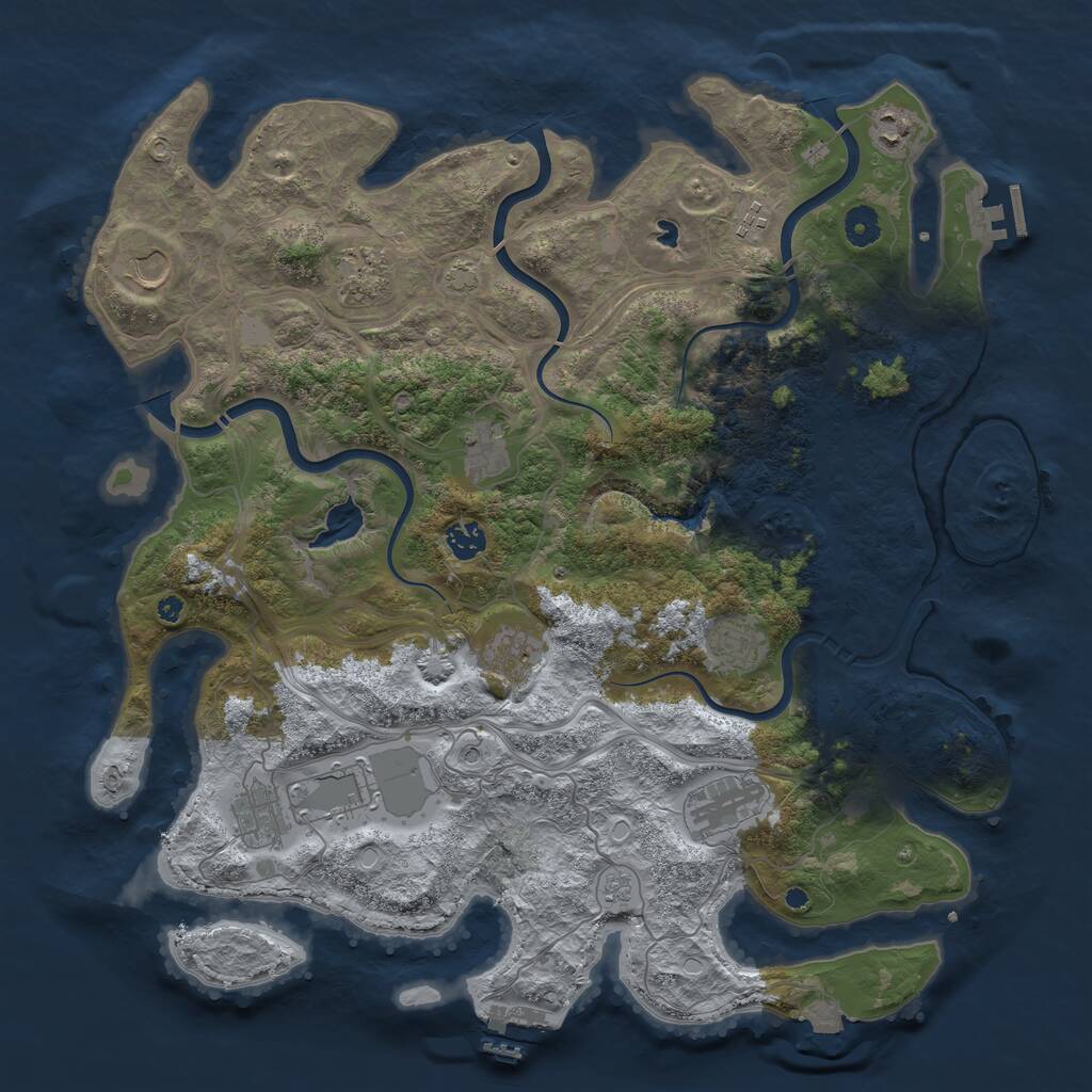 Rust Map: Procedural Map, Size: 4250, Seed: 1062906408, 17 Monuments