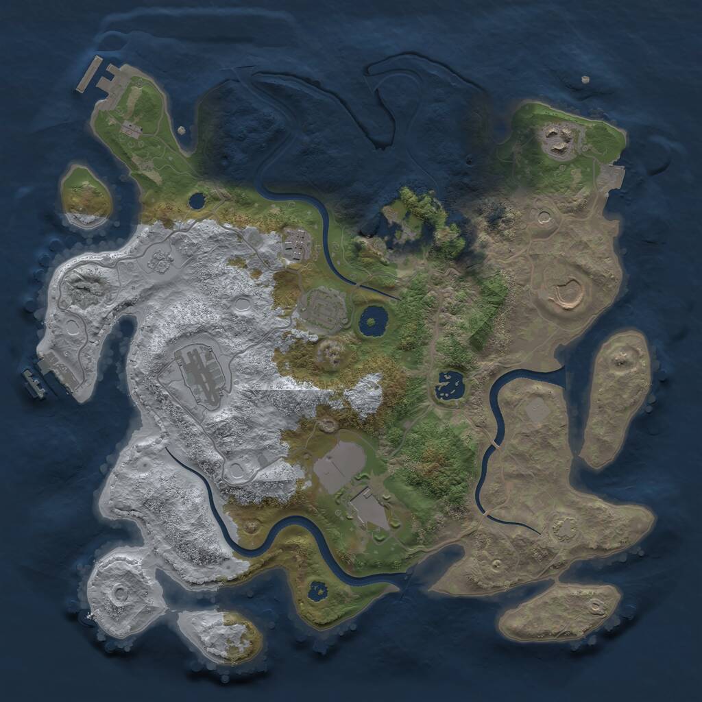 Rust Map: Procedural Map, Size: 3500, Seed: 500686371, 14 Monuments