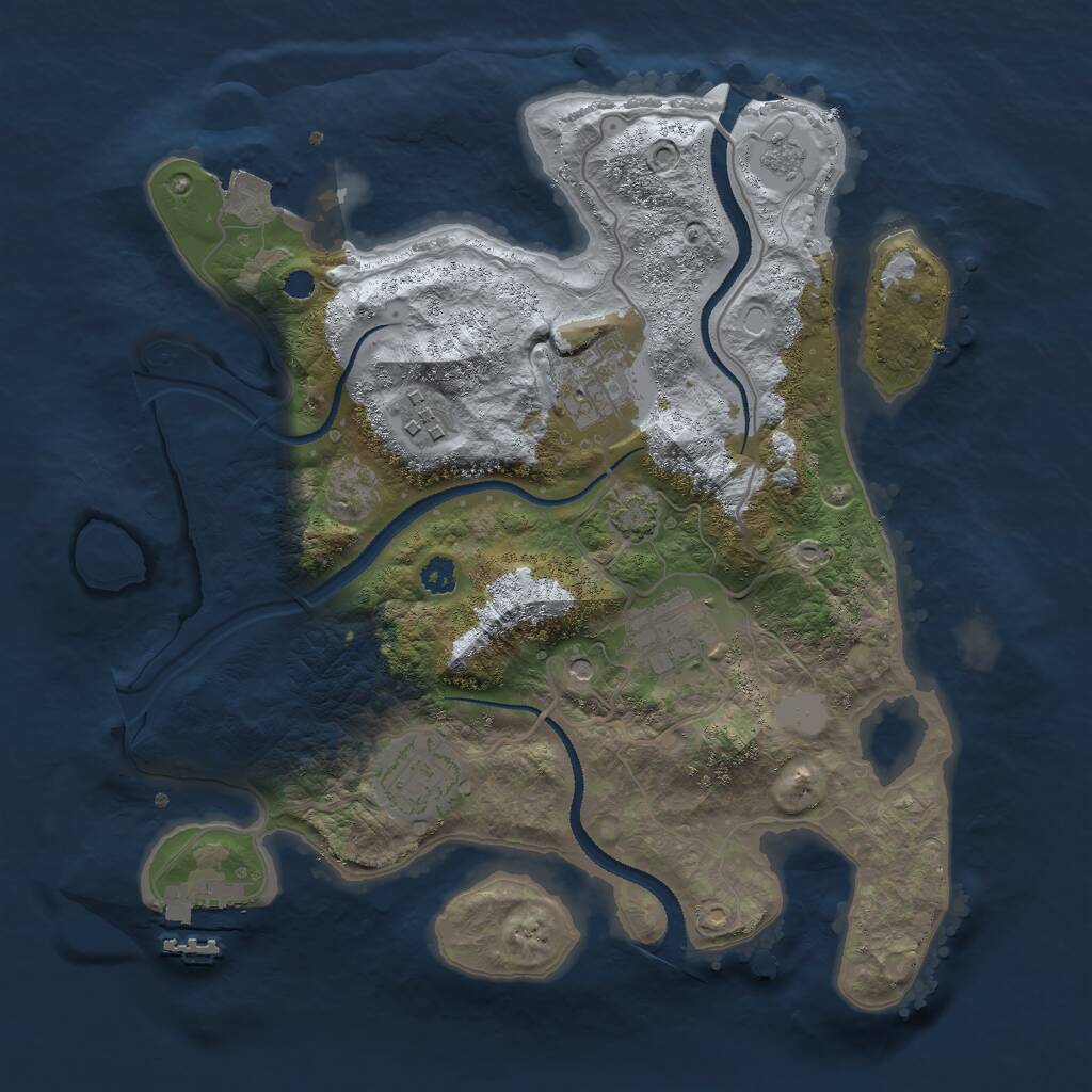 Rust Map: Procedural Map, Size: 3000, Seed: 1049959518, 9 Monuments