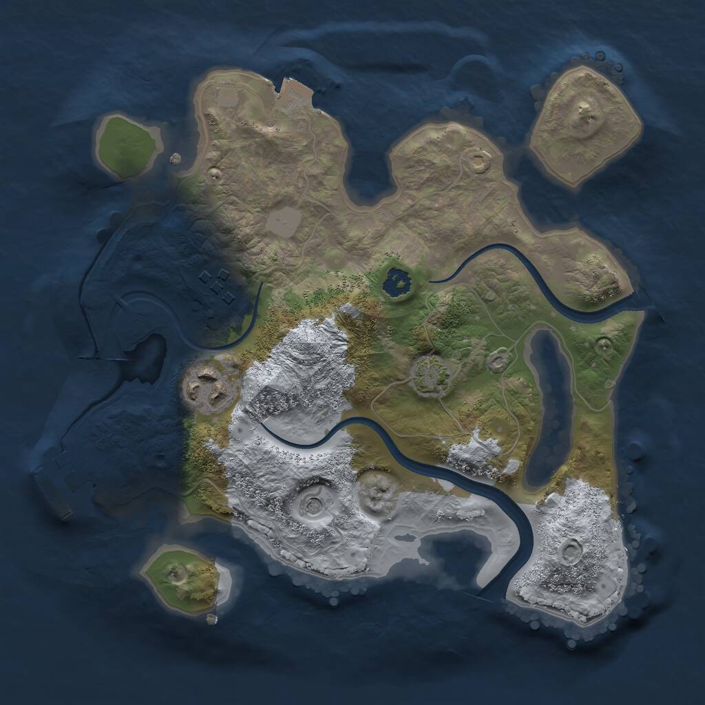 Rust Map: Procedural Map, Size: 2500, Seed: 389701632, 6 Monuments