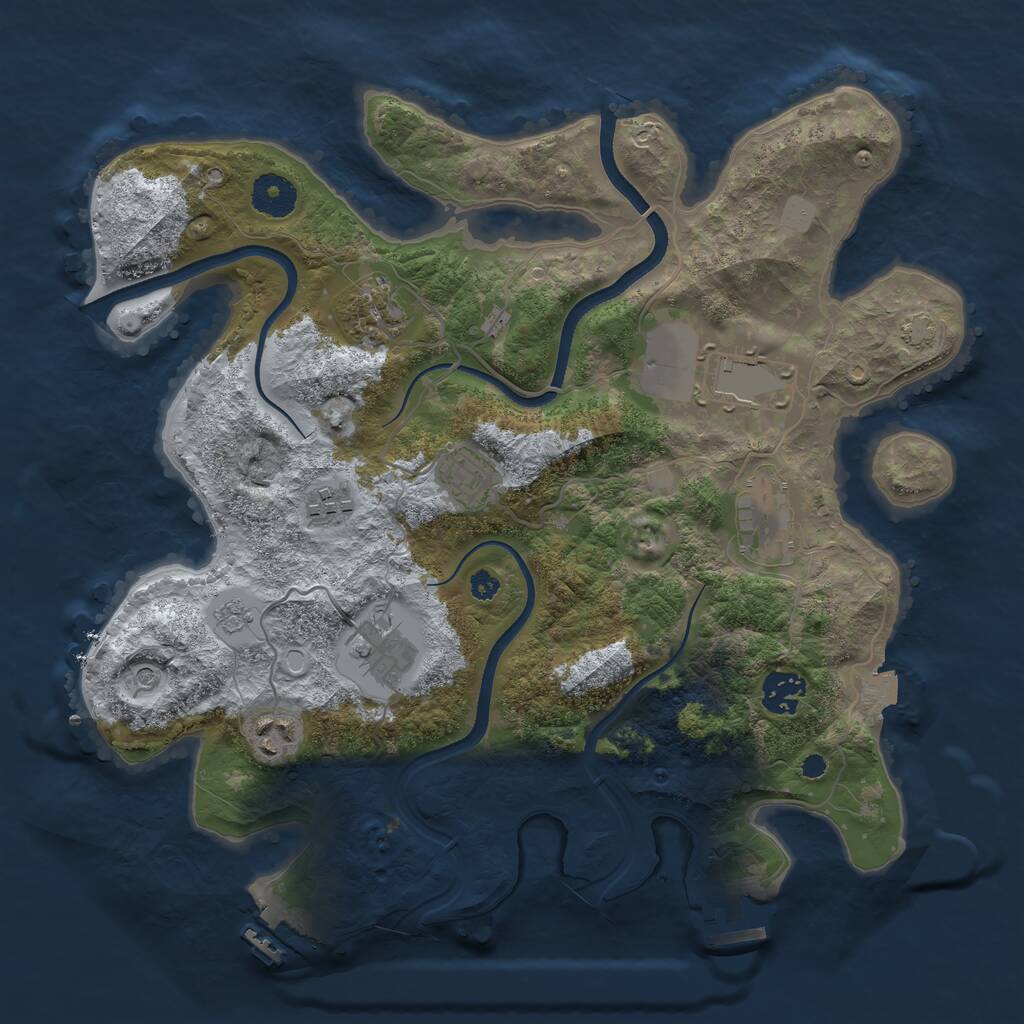 Rust Map: Procedural Map, Size: 3500, Seed: 1004968982, 14 Monuments