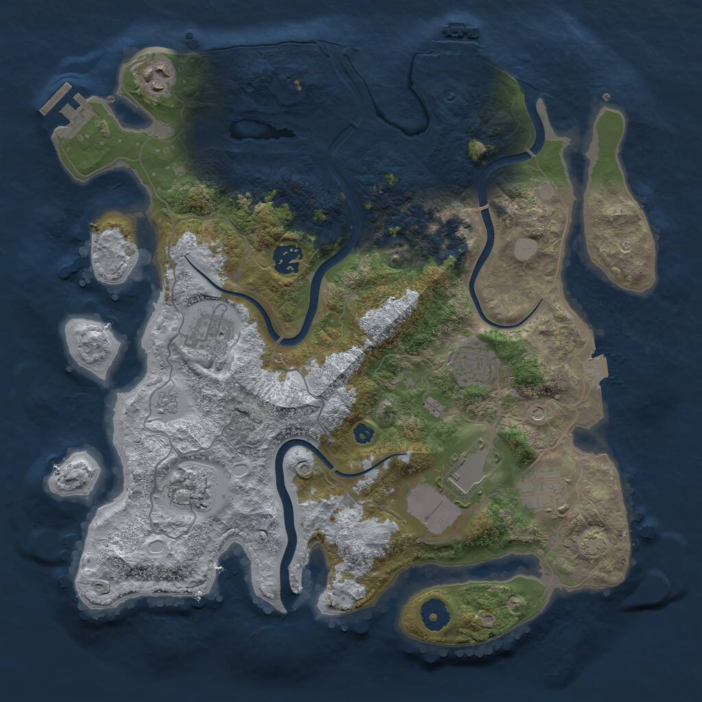 Rust Map: Procedural Map, Size: 3500, Seed: 436378902, 14 Monuments