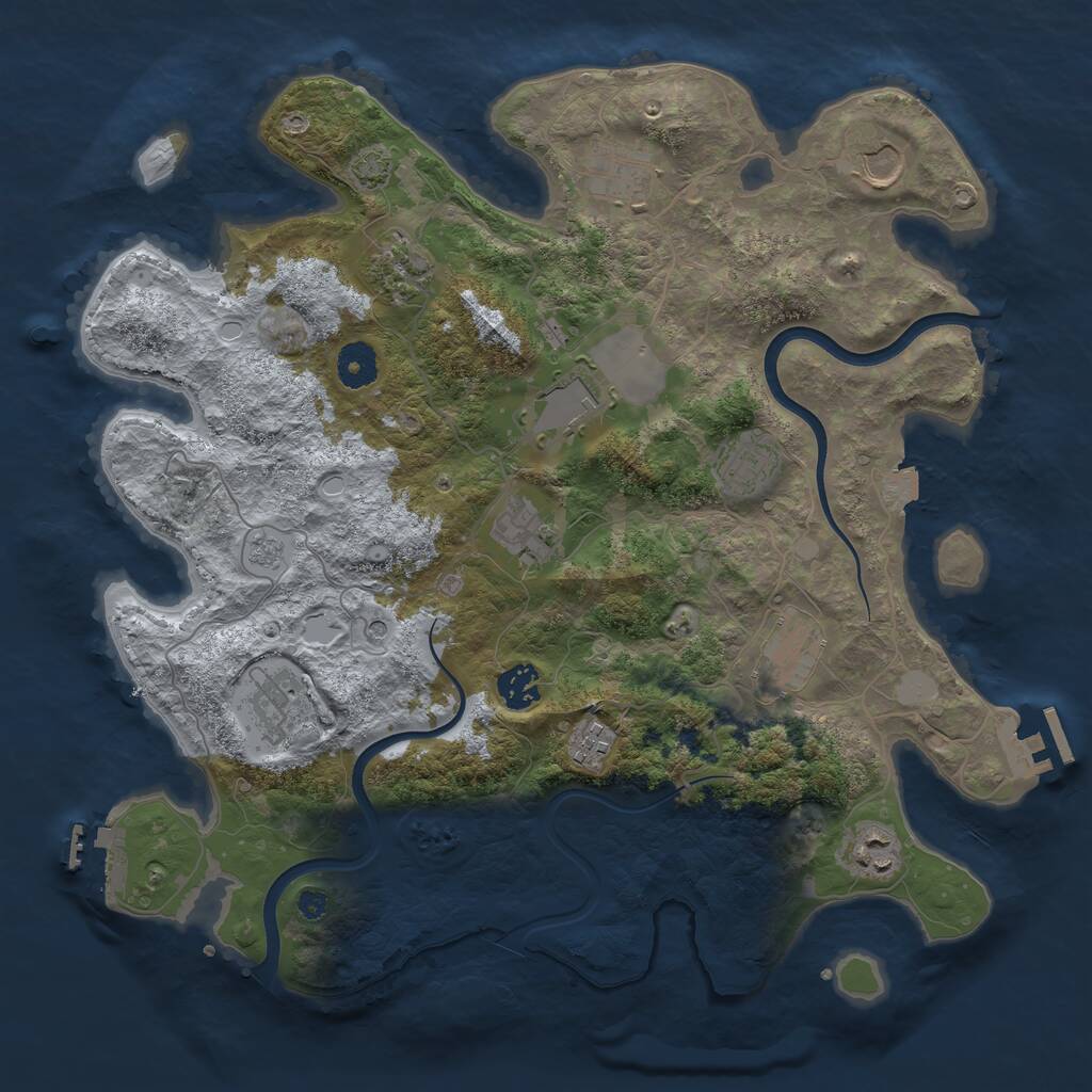 Rust Map: Procedural Map, Size: 3750, Seed: 418006, 17 Monuments