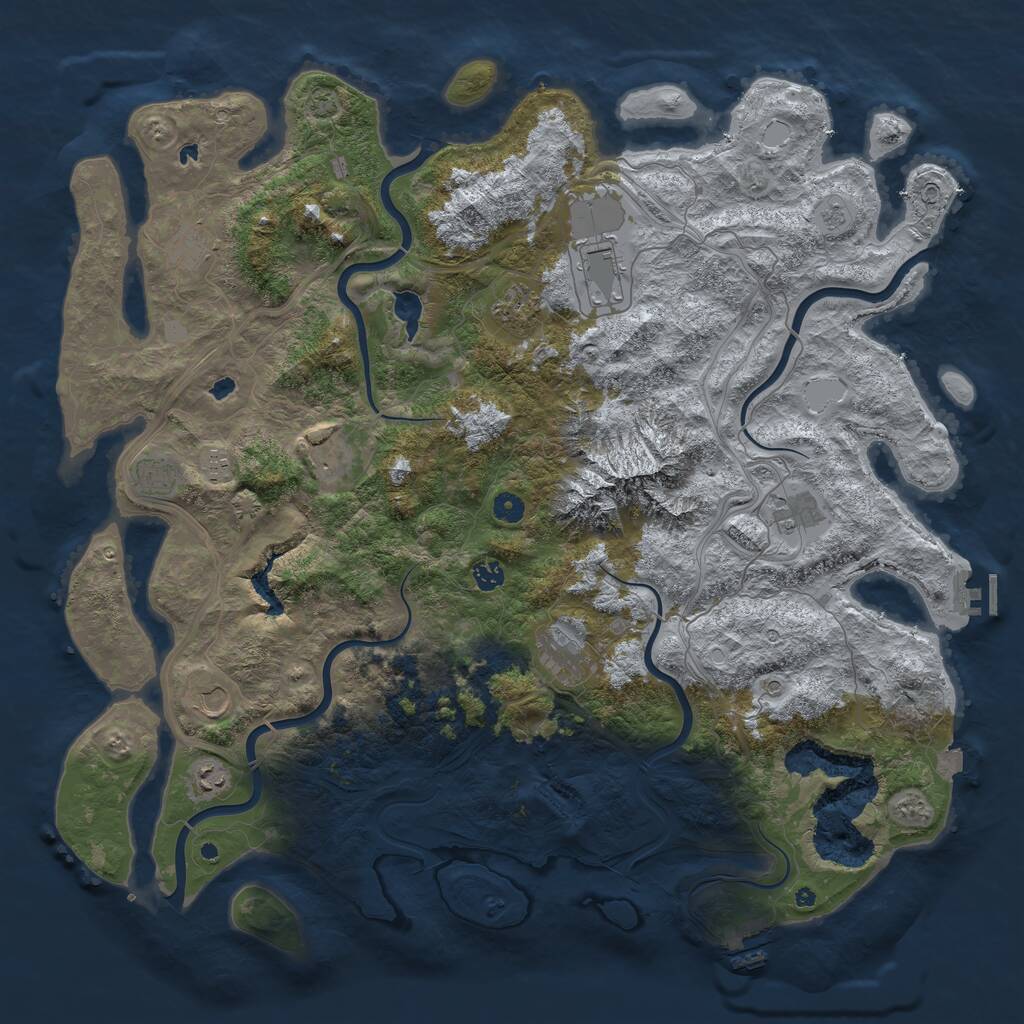 Rust Map: Procedural Map, Size: 5000, Seed: 1125791056, 17 Monuments