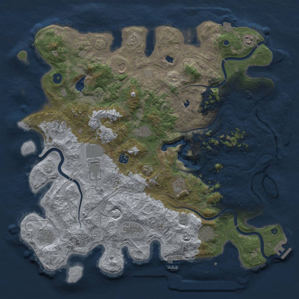 Rust Map: Procedural Map, Size: 4500, Seed: 1448521954, 17 Monuments