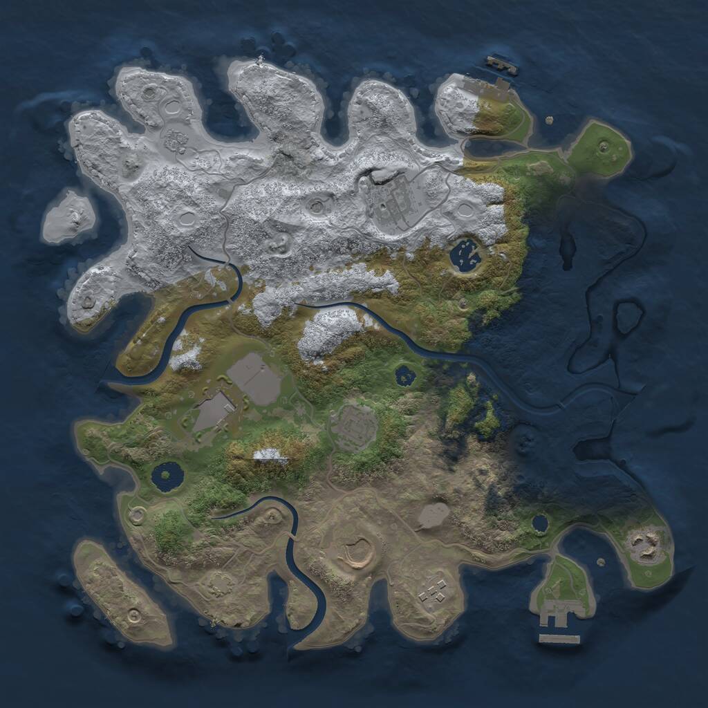 Rust Map: Procedural Map, Size: 3500, Seed: 1423243469, 13 Monuments