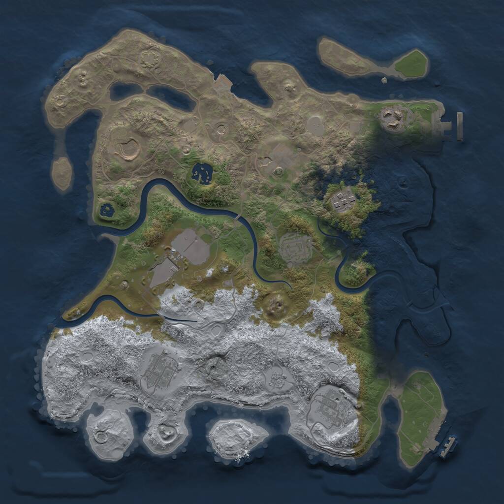 Rust Map: Procedural Map, Size: 3500, Seed: 784228010, 15 Monuments