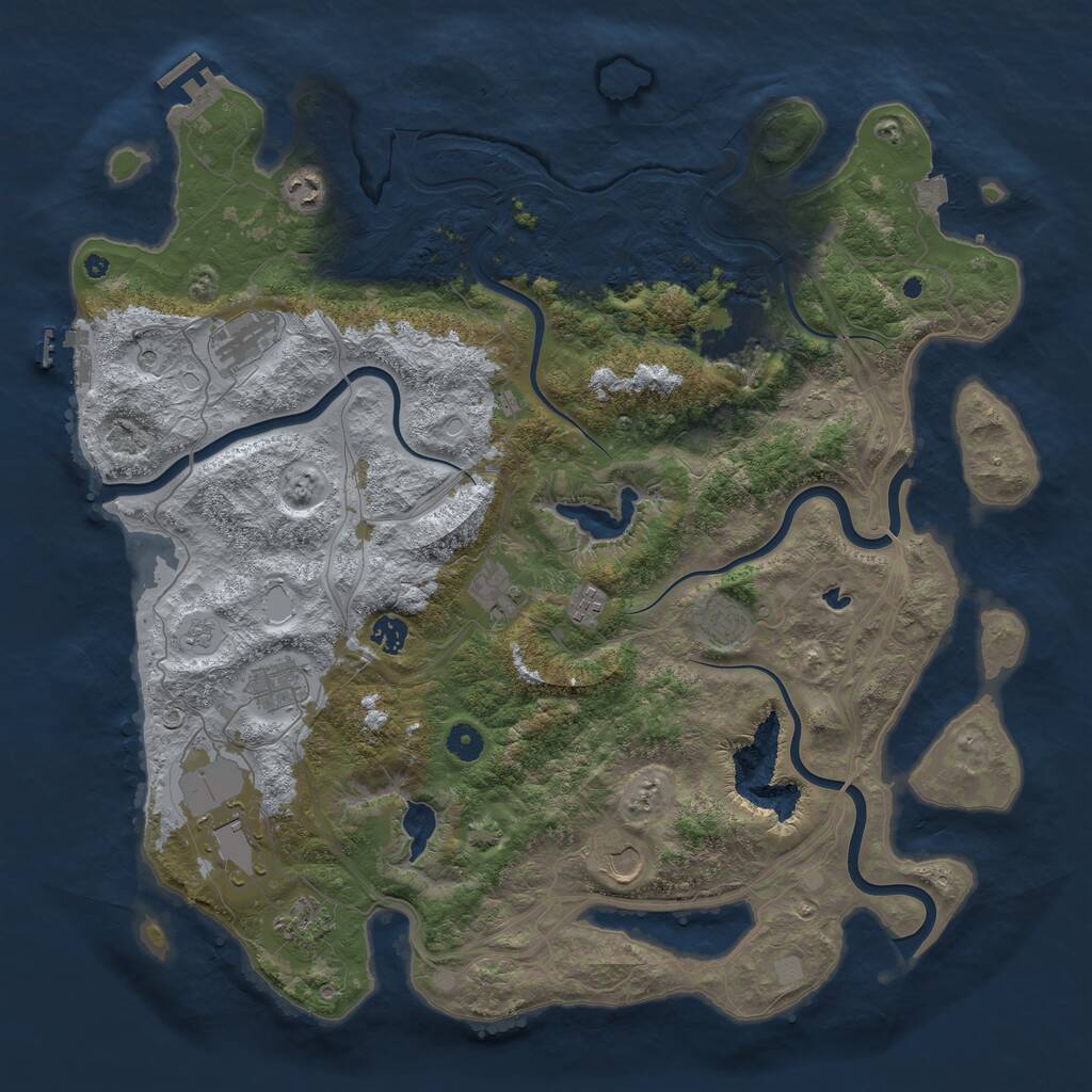 Rust Map: Procedural Map, Size: 4500, Seed: 2117048619, 17 Monuments