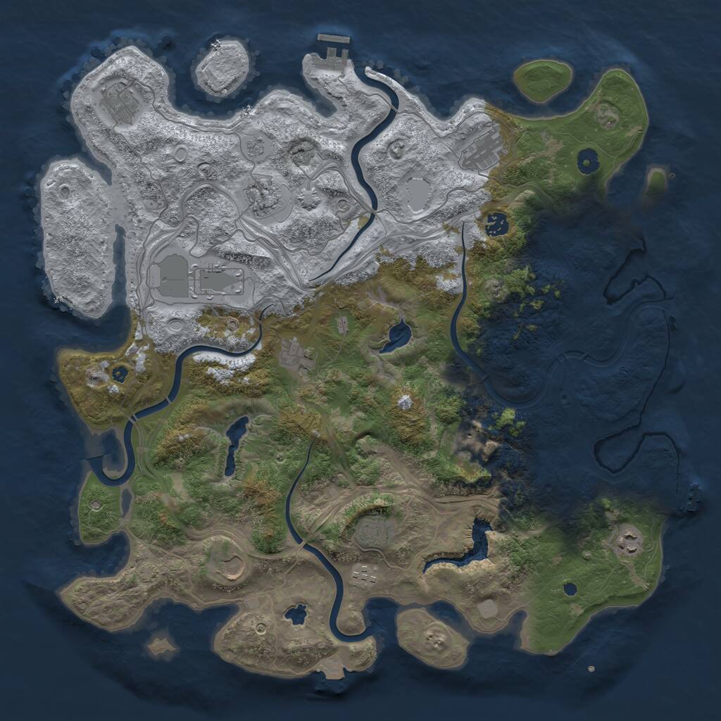 Rust Map: Procedural Map, Size: 4500, Seed: 2092998147, 17 Monuments