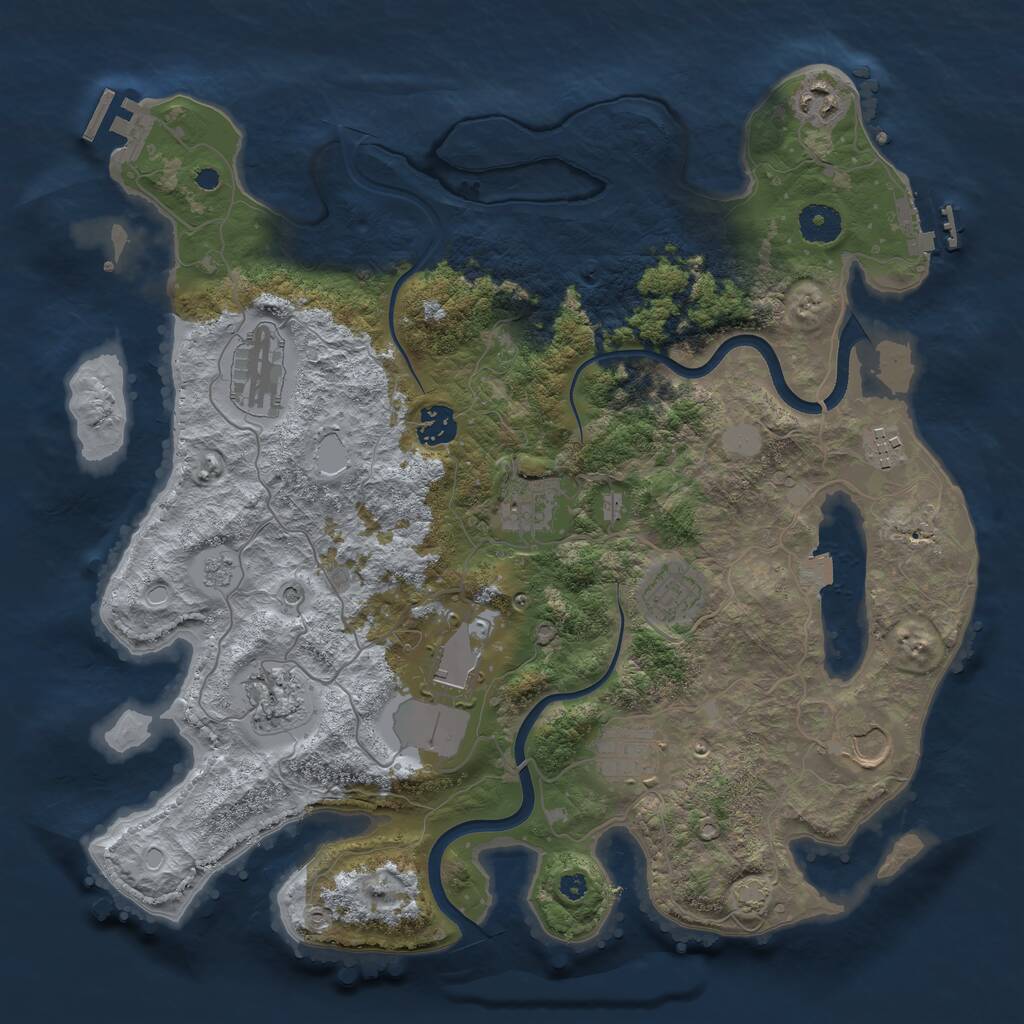 Rust Map: Procedural Map, Size: 3750, Seed: 865203, 16 Monuments