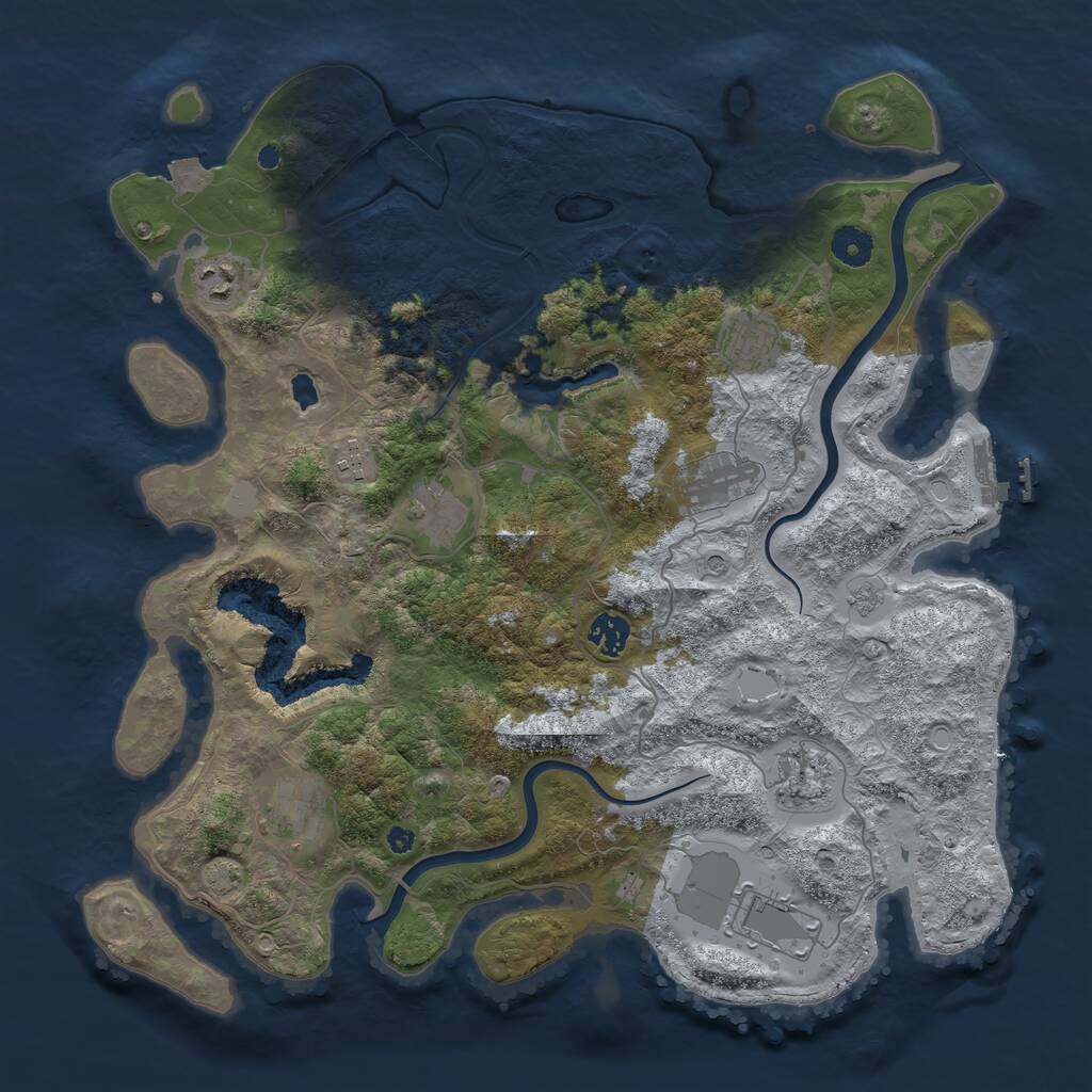 Rust Map: Procedural Map, Size: 4000, Seed: 44556677, 14 Monuments