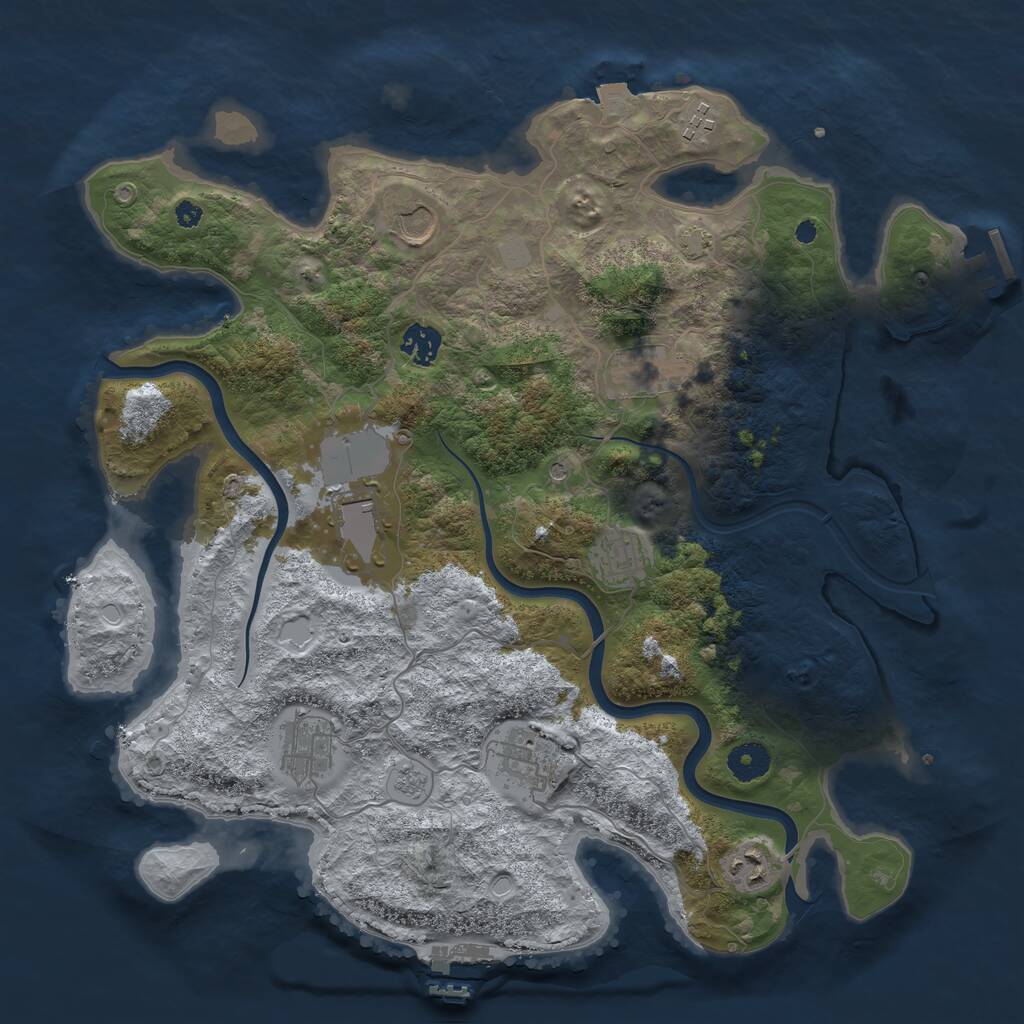 Rust Map: Procedural Map, Size: 3850, Seed: 197891436, 15 Monuments