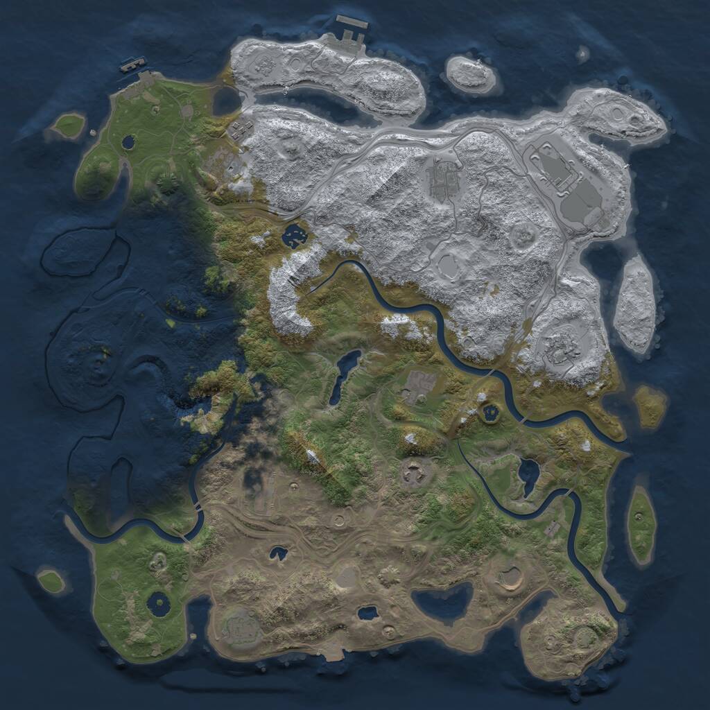 Rust Map: Procedural Map, Size: 4500, Seed: 135104602, 17 Monuments