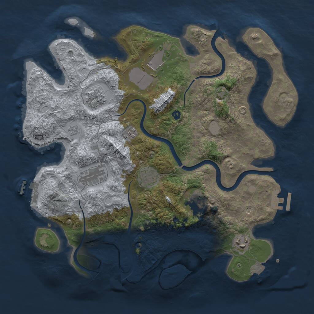 Rust Map: Procedural Map, Size: 3500, Seed: 3515846, 13 Monuments