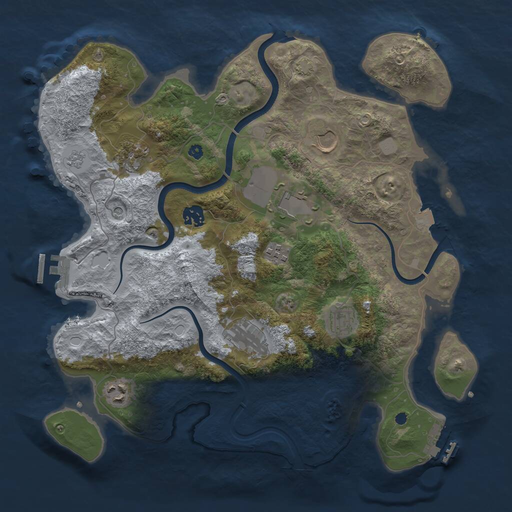 Rust Map: Procedural Map, Size: 3500, Seed: 368759120, 14 Monuments