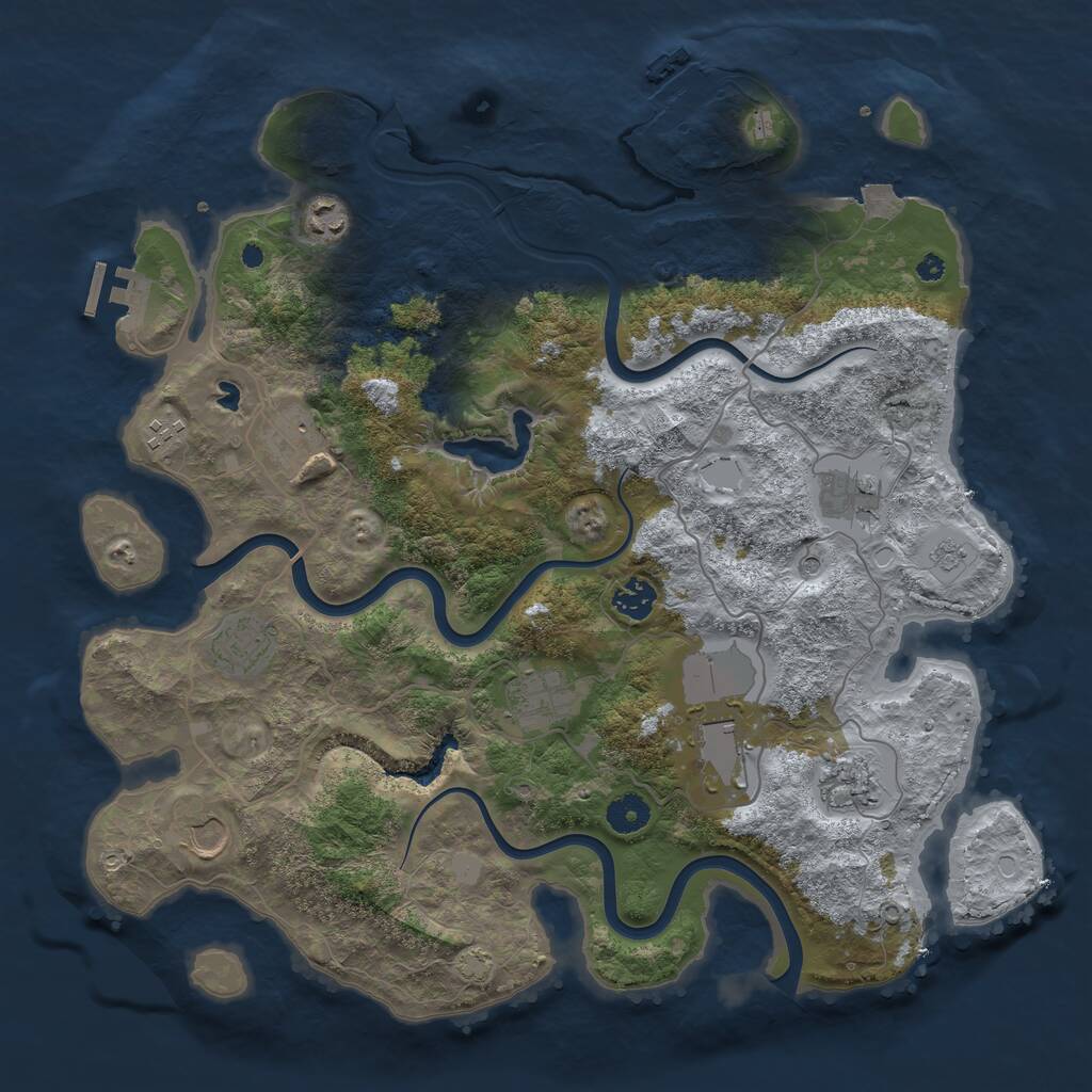 Rust Map: Procedural Map, Size: 4000, Seed: 7531591, 16 Monuments