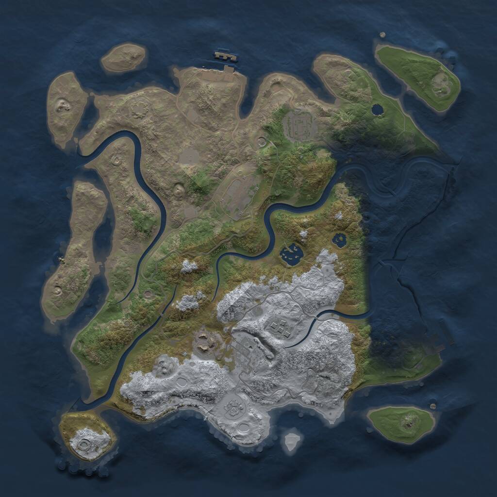 Rust Map: Procedural Map, Size: 3500, Seed: 450921829, 12 Monuments