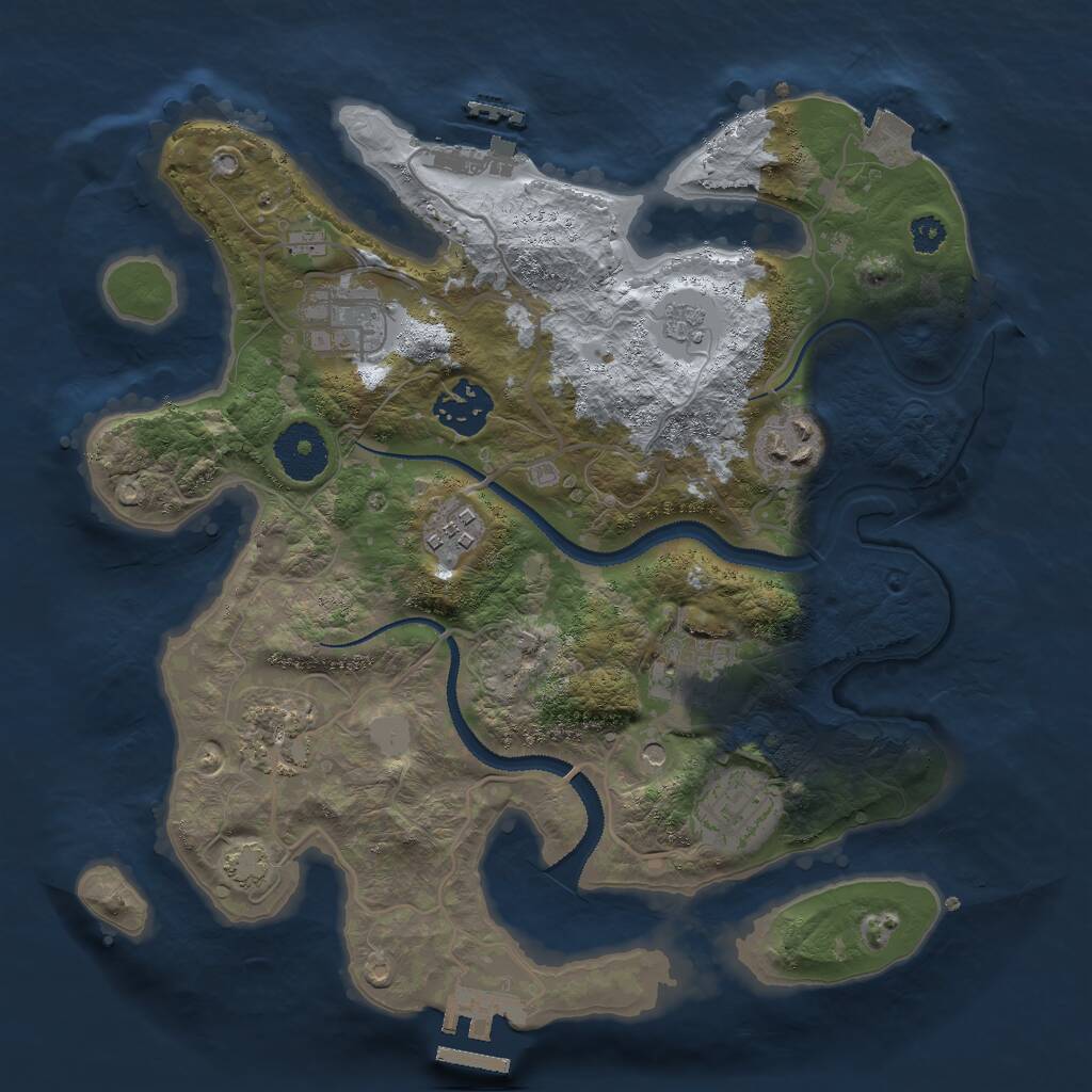 Rust Map: Procedural Map, Size: 3000, Seed: 36457, 13 Monuments