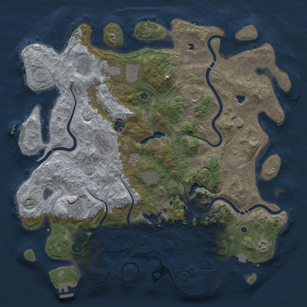 Rust Map: Procedural Map, Size: 4500, Seed: 900612028, 16 Monuments