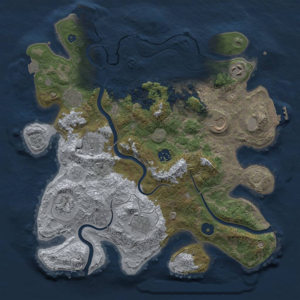 Rust Map: Procedural Map, Size: 3550, Seed: 6666, 14 Monuments