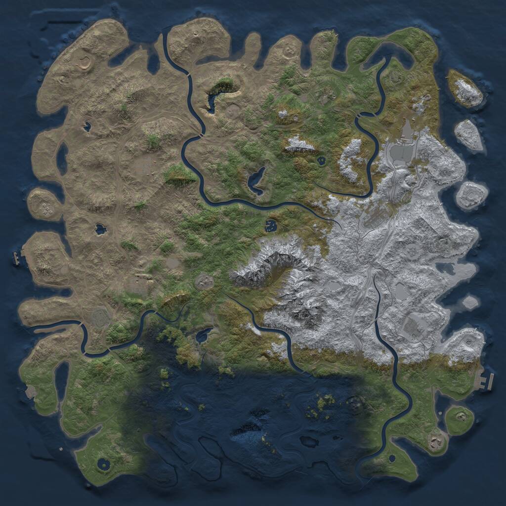 Rust Map: Procedural Map, Size: 6000, Seed: 310618505, 17 Monuments