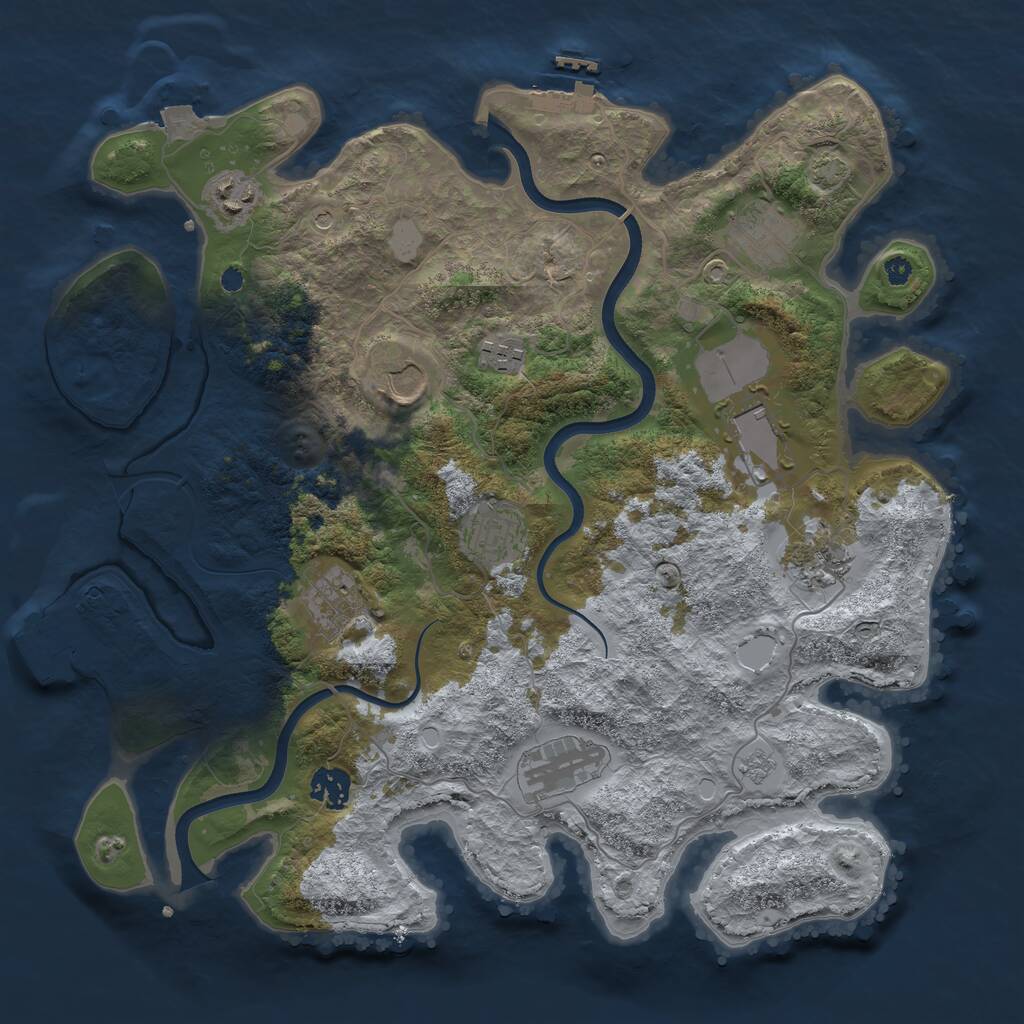 Rust Map: Procedural Map, Size: 3700, Seed: 32111, 16 Monuments
