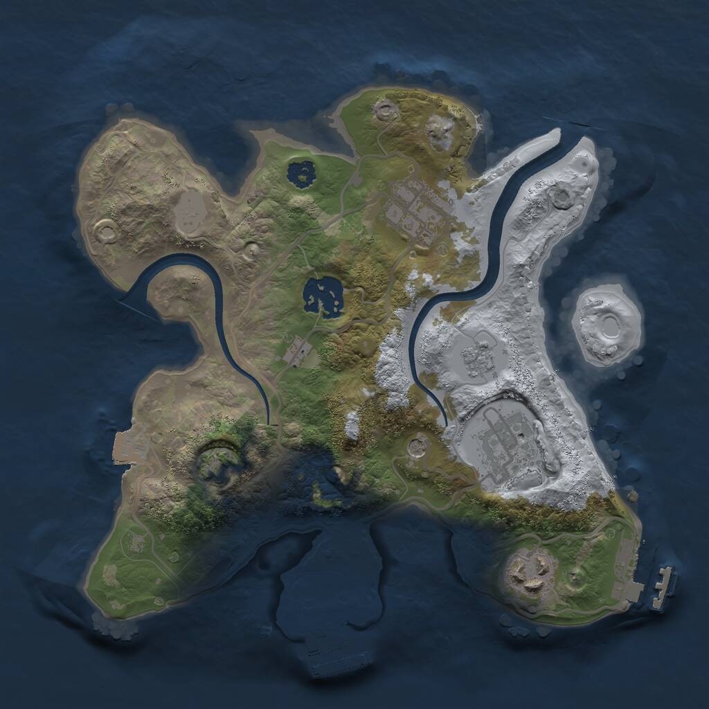 Rust Map: Procedural Map, Size: 2500, Seed: 1026586828, 10 Monuments