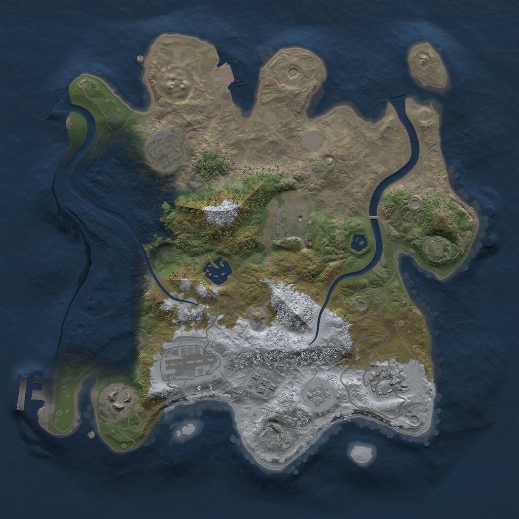 Rust Map: Procedural Map, Size: 3000, Seed: 1041084472, 12 Monuments