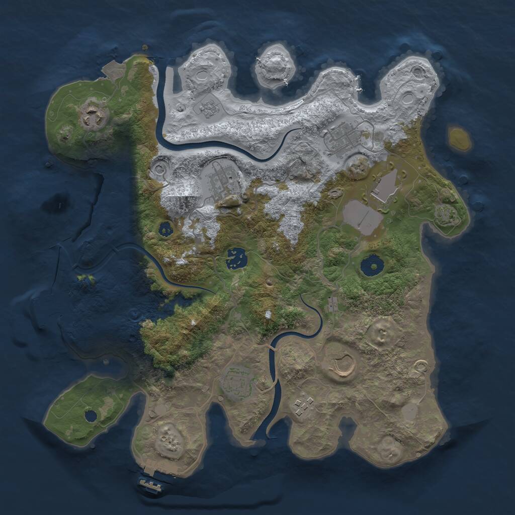 Rust Map: Procedural Map, Size: 3500, Seed: 395130767, 14 Monuments