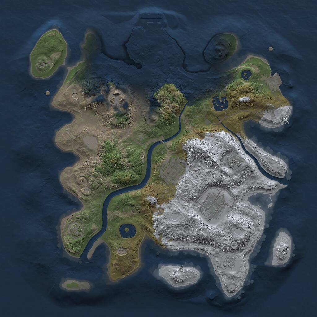 Rust Map: Procedural Map, Size: 3000, Seed: 2092868598, 10 Monuments