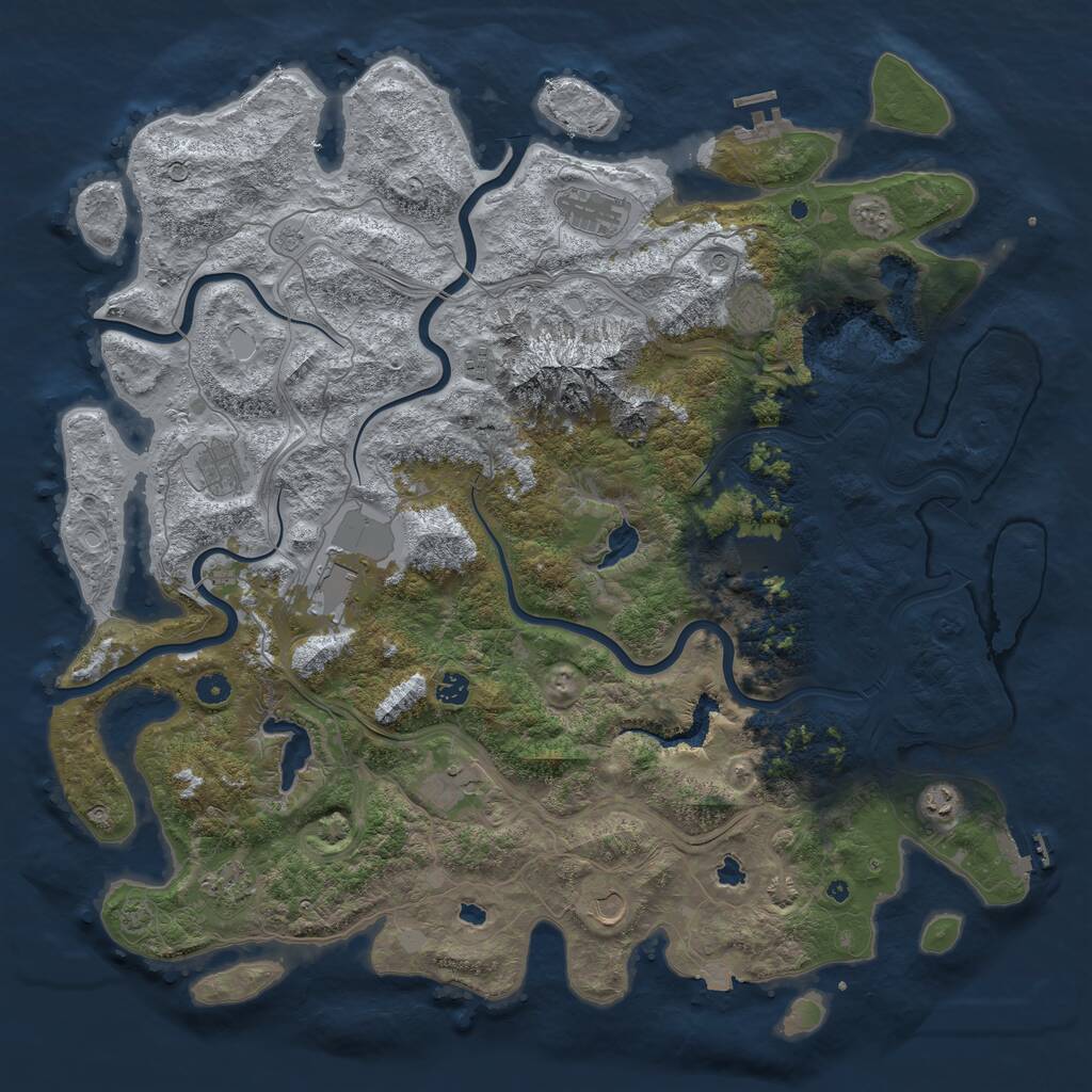Rust Map: Procedural Map, Size: 5000, Seed: 845666090, 17 Monuments