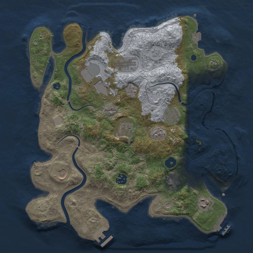 Rust Map: Procedural Map, Size: 3500, Seed: 225870920, 15 Monuments