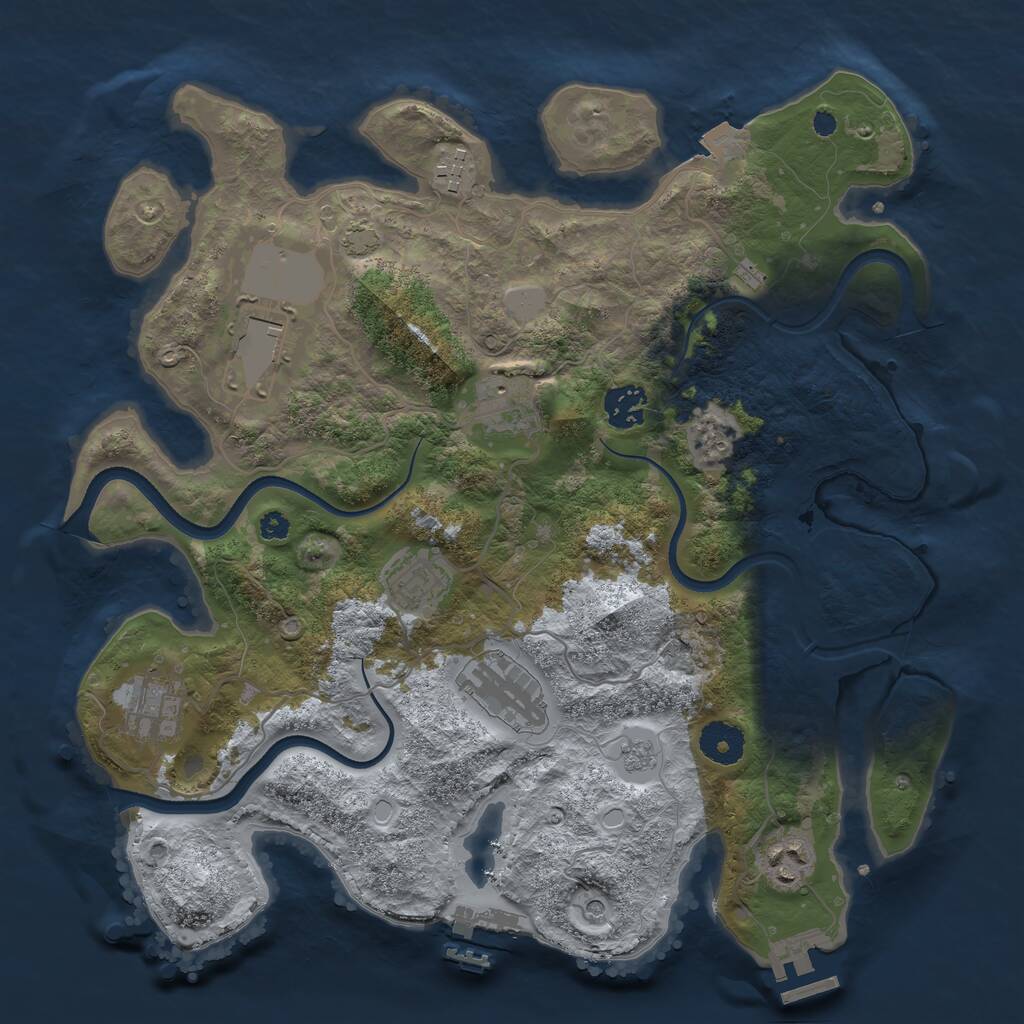 Rust Map: Procedural Map, Size: 3500, Seed: 810573112, 14 Monuments