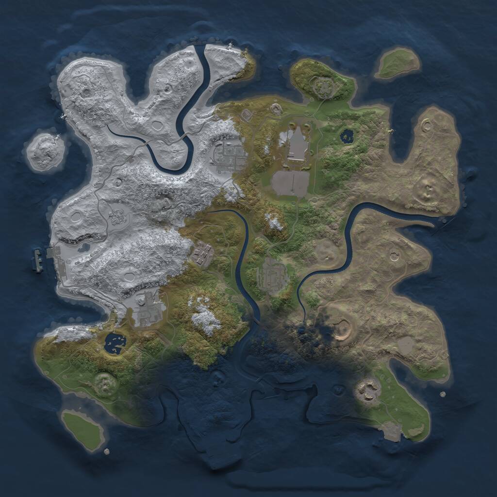 Rust Map: Procedural Map, Size: 3500, Seed: 454434906, 14 Monuments