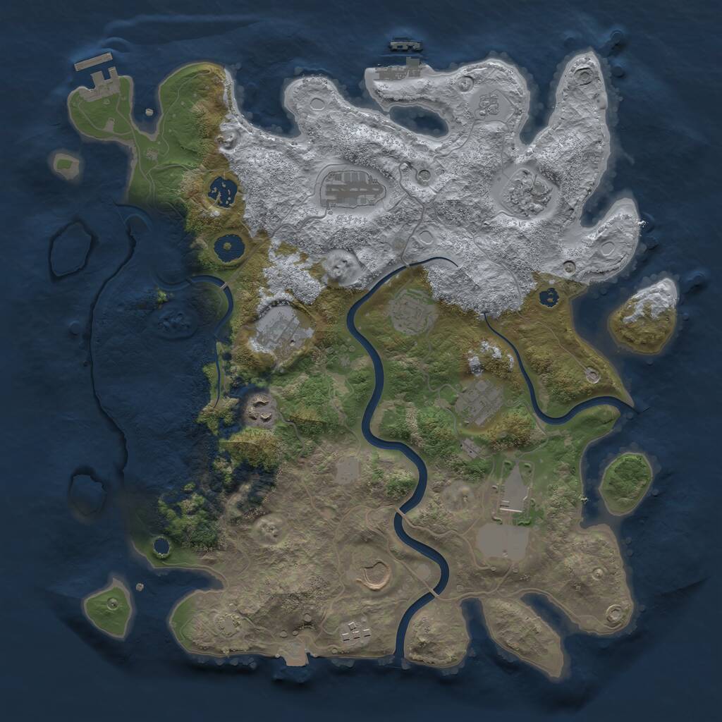 Rust Map: Procedural Map, Size: 3800, Seed: 70090480, 16 Monuments