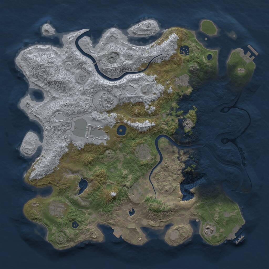 Rust Map: Procedural Map, Size: 4000, Seed: 45669, 15 Monuments