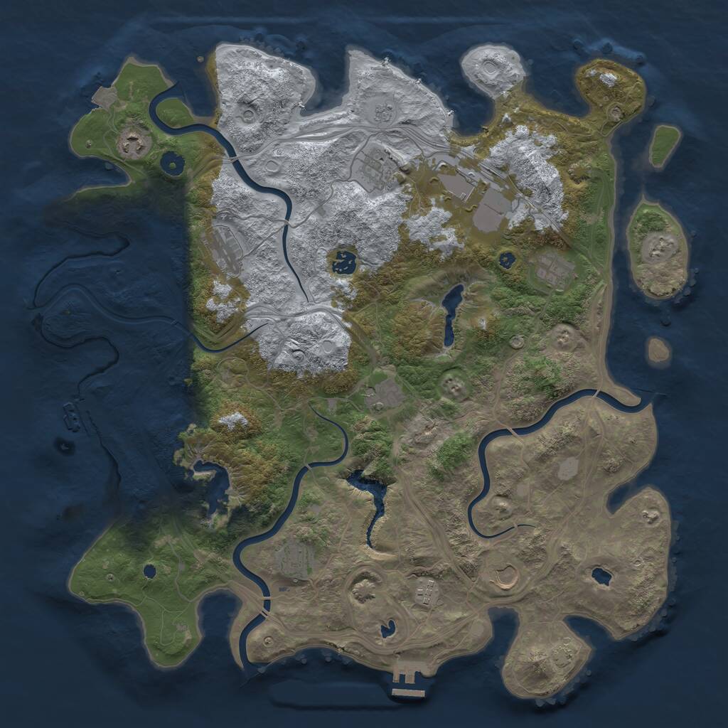 Rust Map: Procedural Map, Size: 4500, Seed: 148543074, 16 Monuments