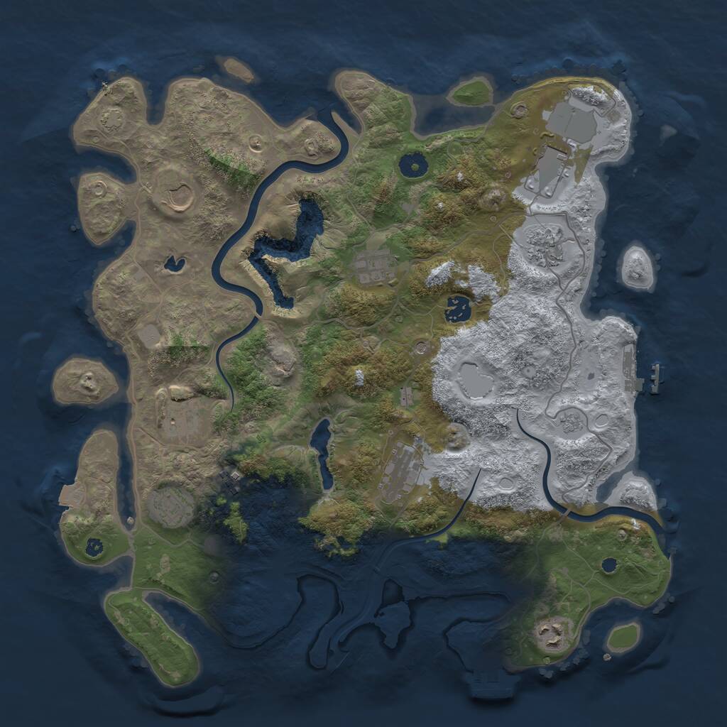 Rust Map: Procedural Map, Size: 4000, Seed: 1058821681, 16 Monuments