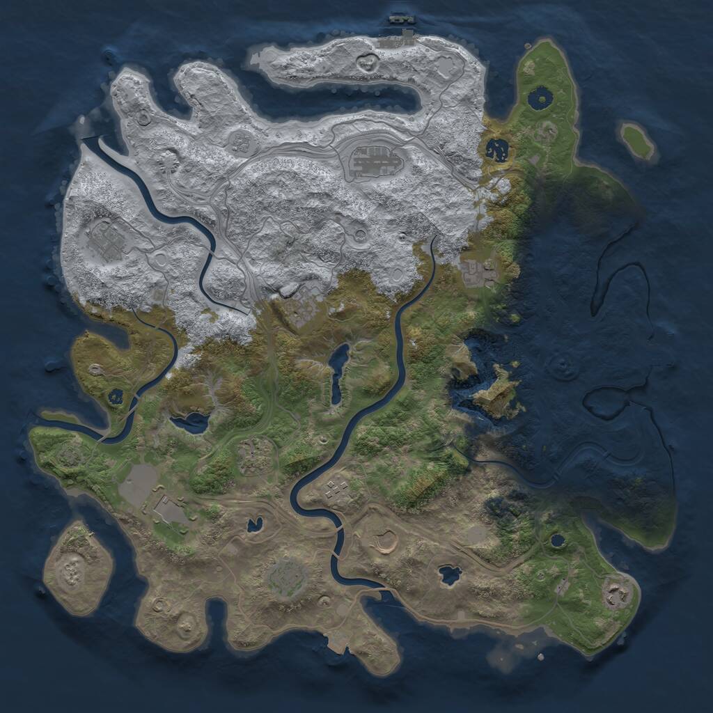 Rust Map: Procedural Map, Size: 4500, Seed: 1999216003, 17 Monuments