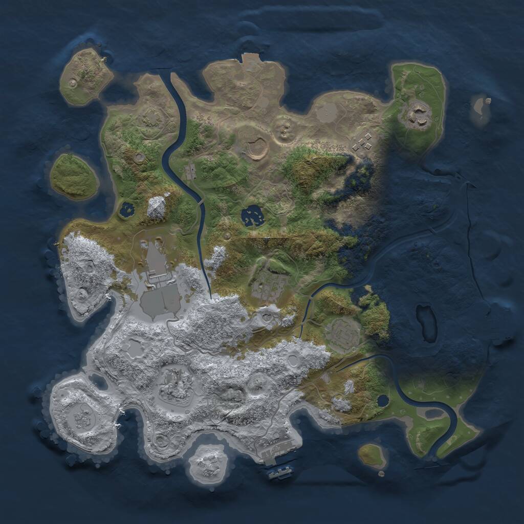 Rust Map: Procedural Map, Size: 3500, Seed: 2129539950, 14 Monuments