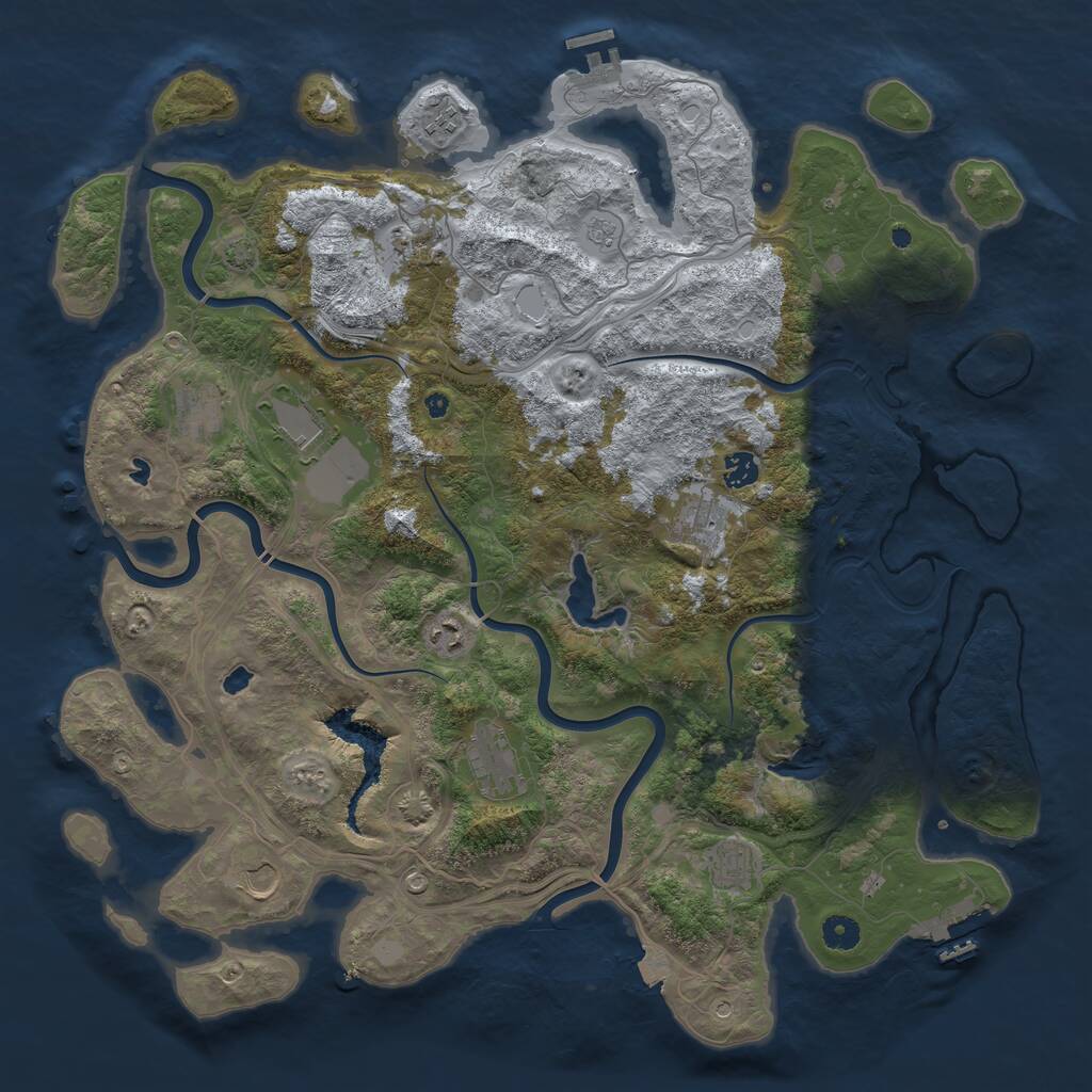 Rust Map: Procedural Map, Size: 4500, Seed: 144009172, 16 Monuments