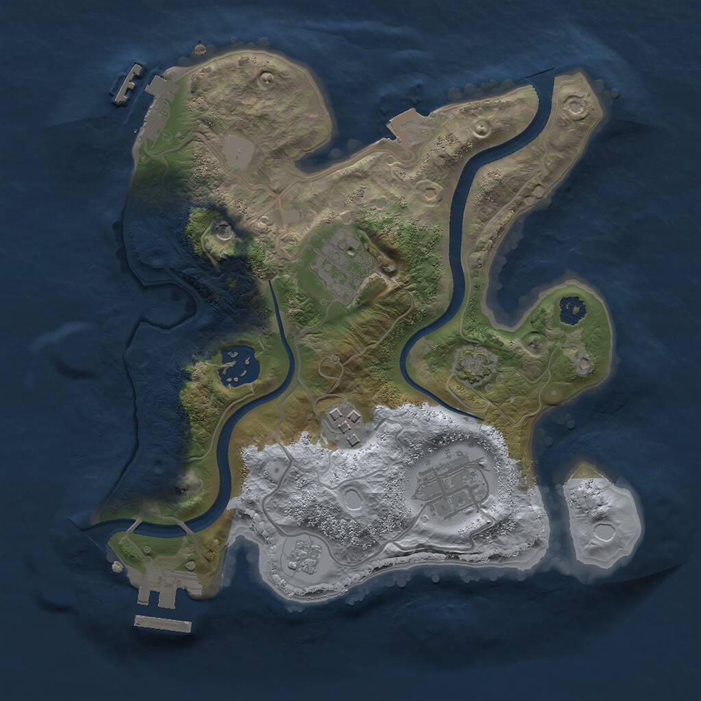 Rust Map: Procedural Map, Size: 2500, Seed: 8134595, 10 Monuments