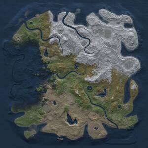 Thumbnail Rust Map: Procedural Map, Size: 4500, Seed: 48847350, 17 Monuments