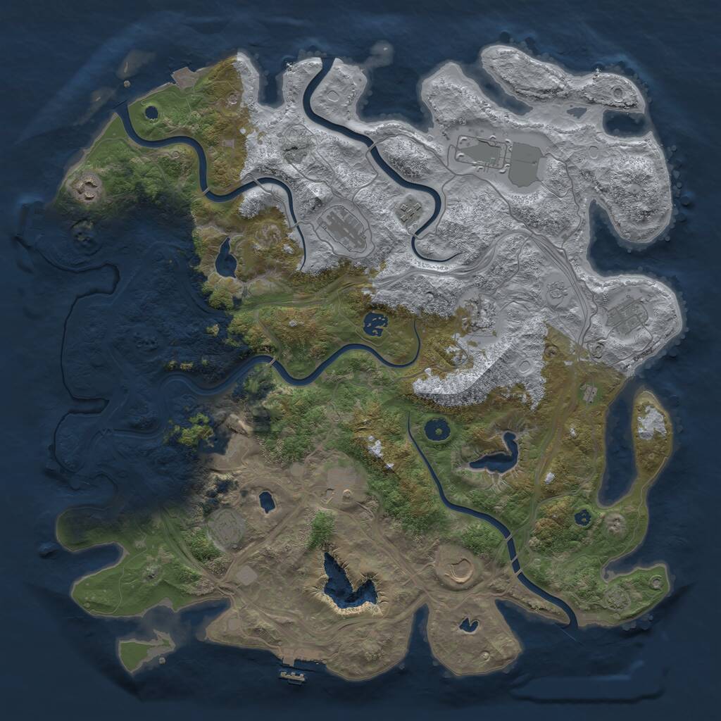 Rust Map: Procedural Map, Size: 4500, Seed: 48847350, 17 Monuments